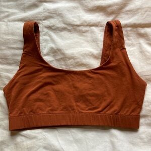Everlane Supima Cotton Tank Bra Scoop Neck Rust Orange
